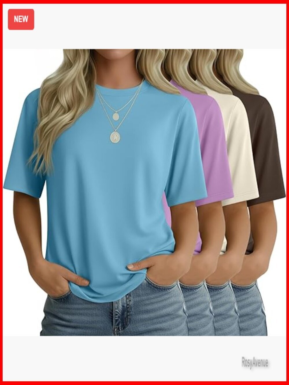 4 Pack Half Sleeve Crew Neck Tops Loose Fit Summer Tees